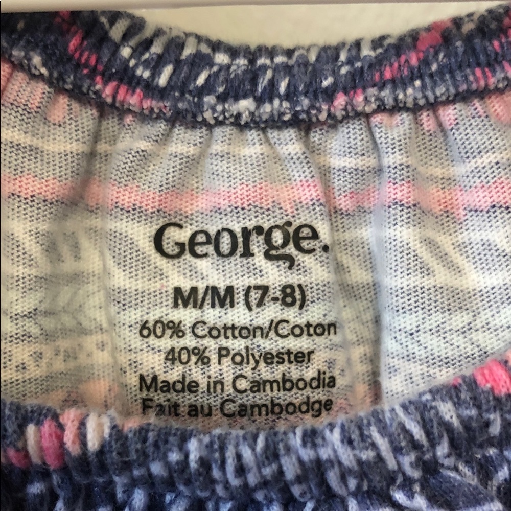 George Girls' Navy & Pink Patterned Ruffle Top - Picture 2 of 6